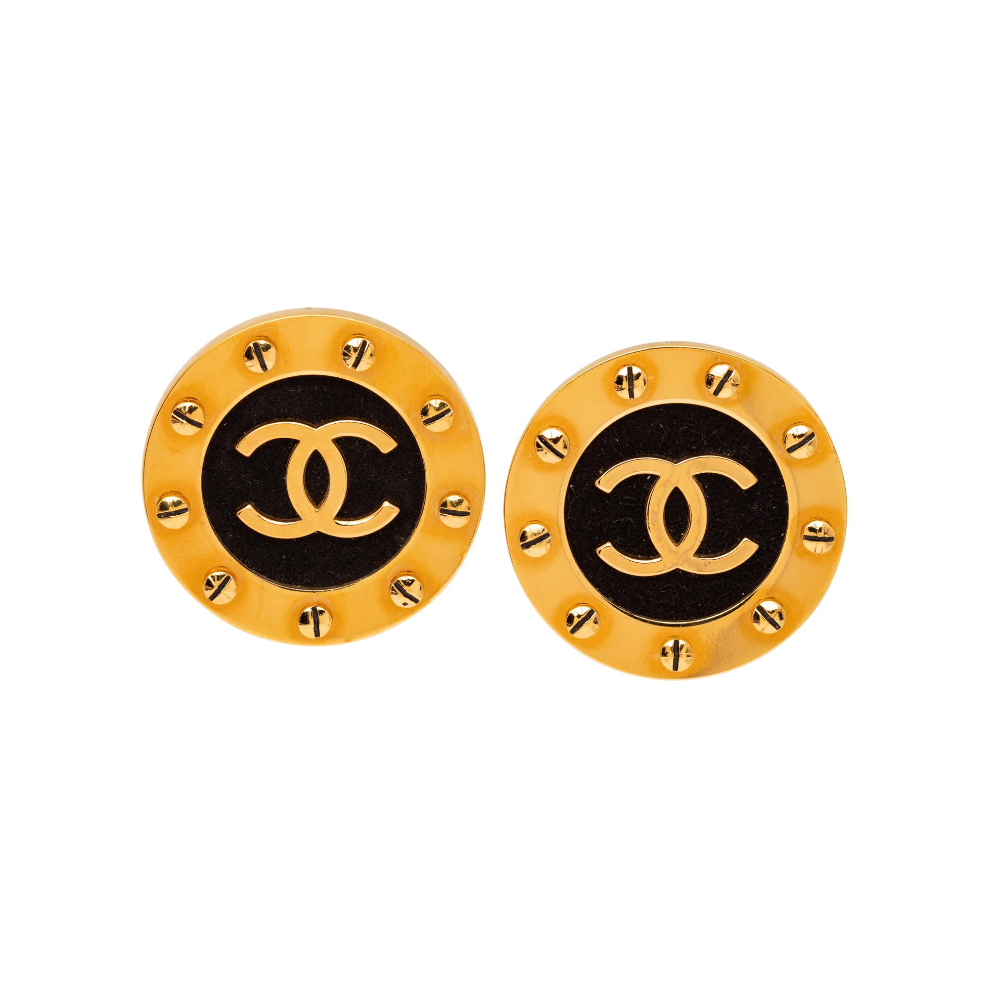 Chanel, Circular CC Stud Ear Clips