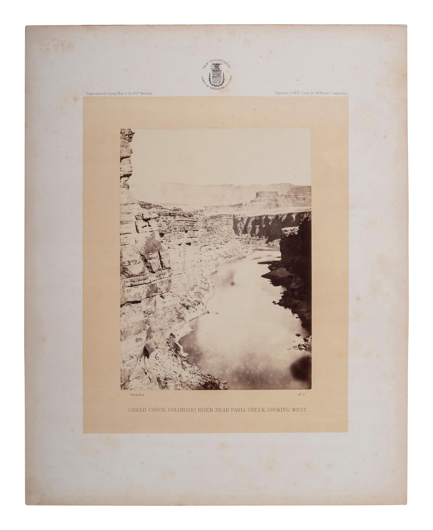 [WESTERN AMERICANA]. BELL, William (1830-1910), photographer. Grand Canon, Colorado River, Near Paria Creek, Looking West. 1872.