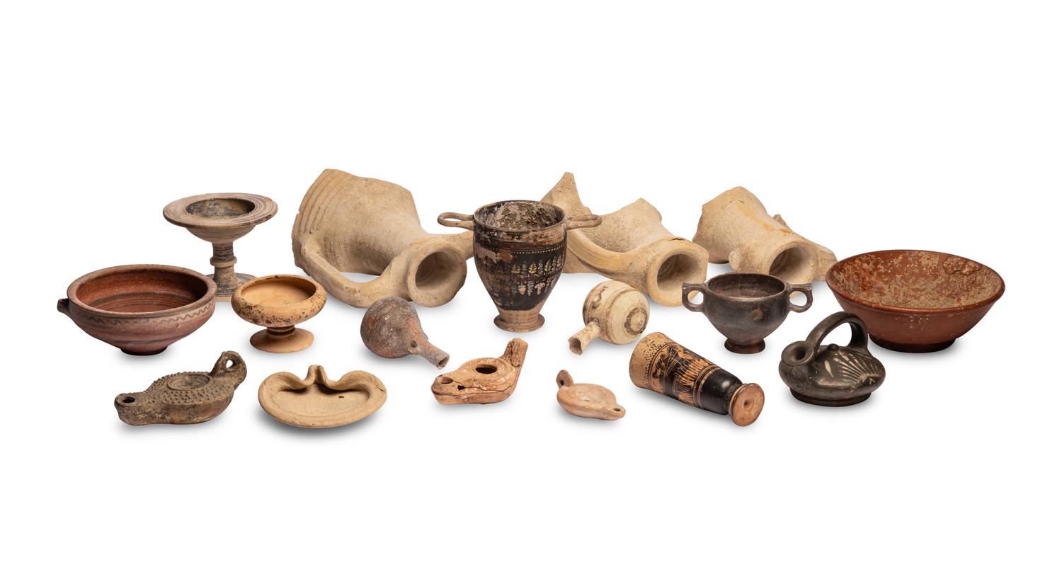 Seventeen Greco-Roman Fragmentary Vessels and Oil Lamps
