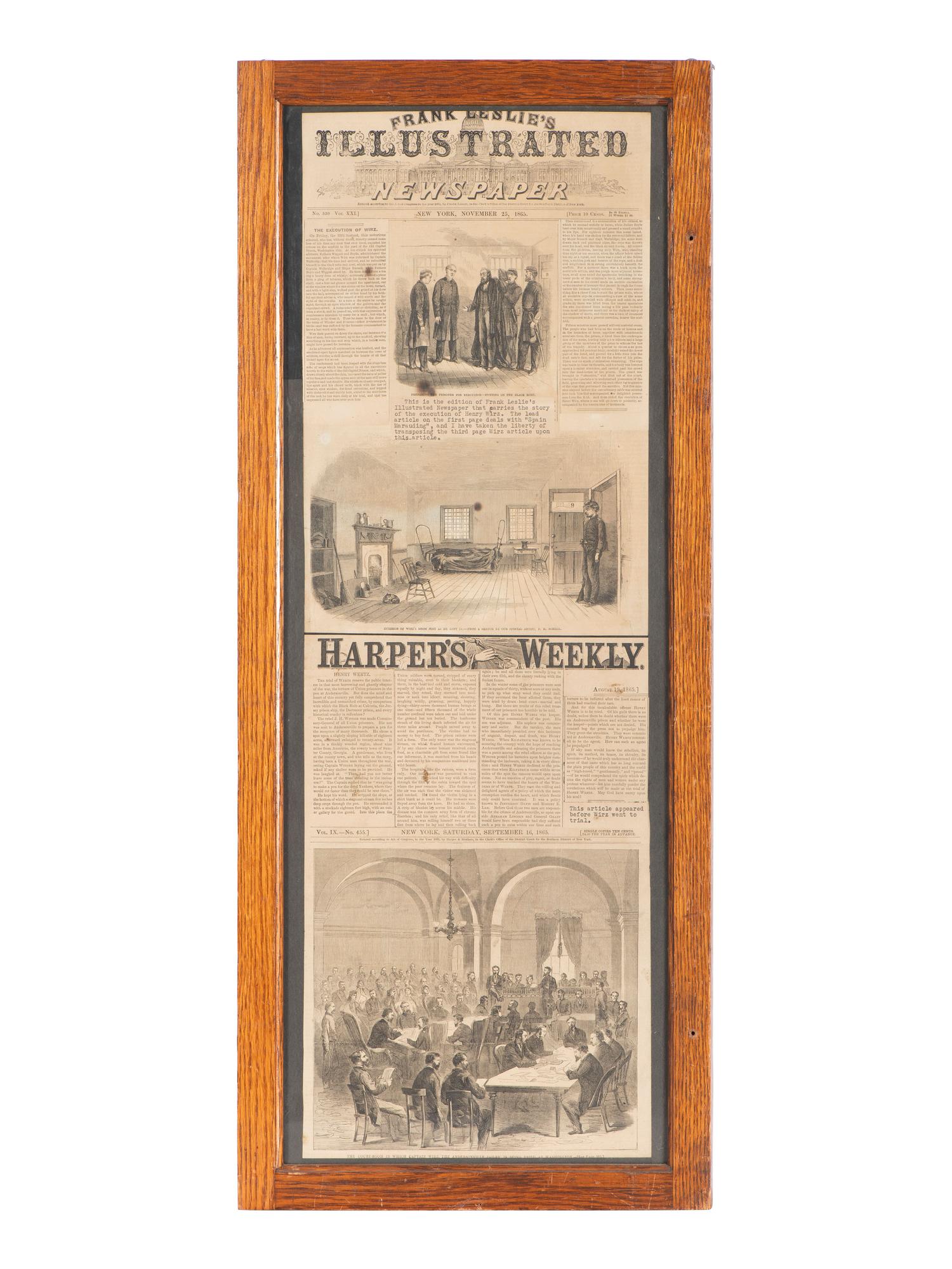 [CIVIL WAR]. 8 framed prints related to Libby Prison, Andersonville, and the trial of Henry Wirz.