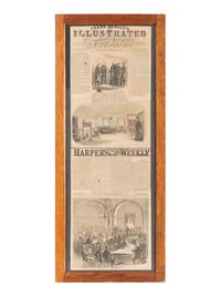 [CIVIL WAR]. 8 framed prints related to Libby Prison, Andersonville, and the trial of Henry Wirz.