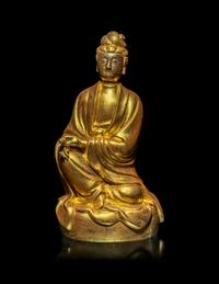 A Chinese Gilt Bronze Figure of Guanyin