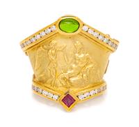 An 18 Karat Yellow Gold, Tourmaline and Diamond 'Classic' Enhancer, SeidenGang, 10.50 dwts.