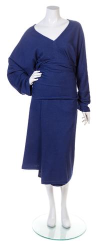 A Comme des Garcons Blue Wool Skirt Ensemble, No size.