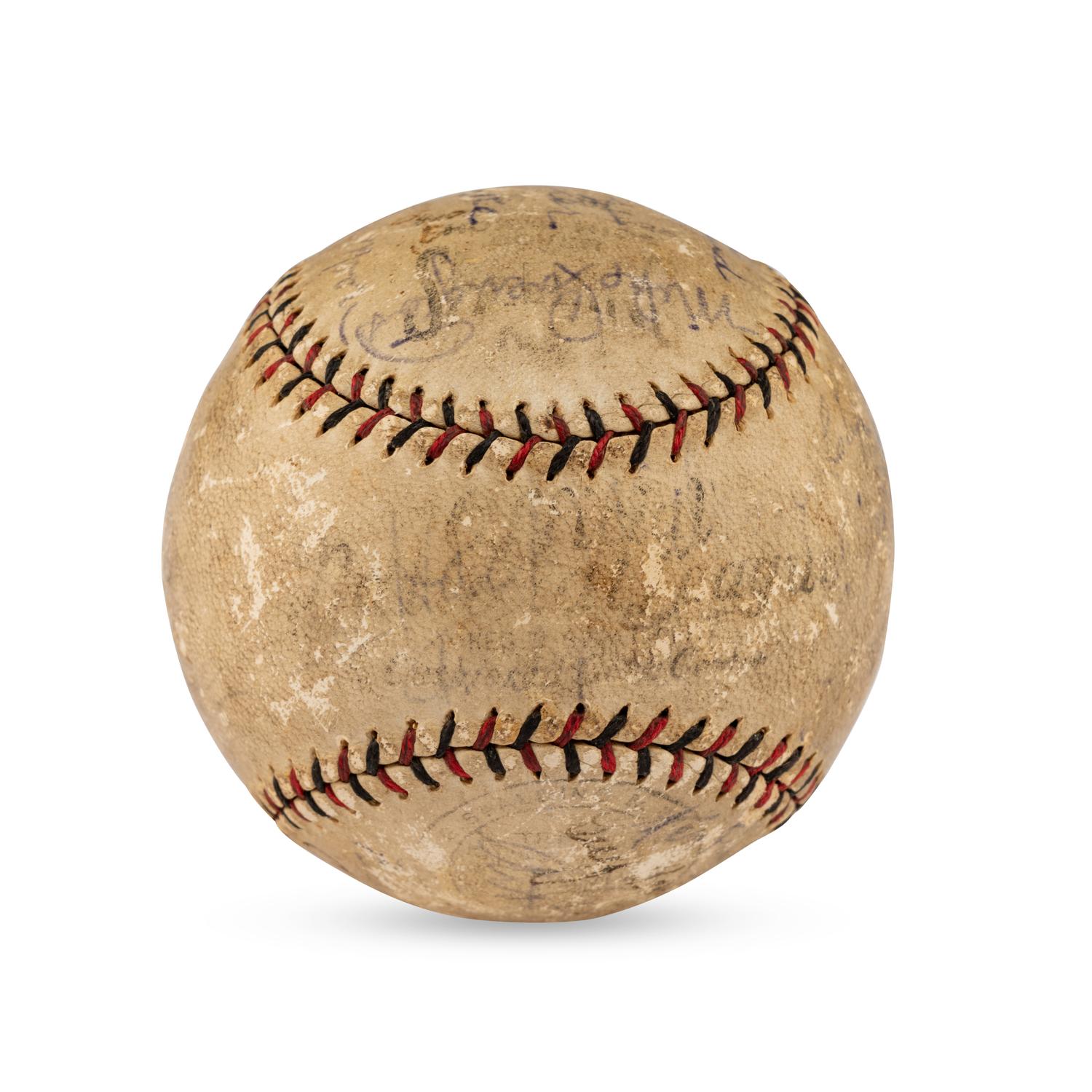 A 1929 Chicago Cubs Team Signed Autograph Baseball Featuring Rogers Hornsby (Beckett Authentication Services Letter of Authenticity)