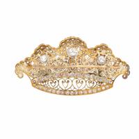 DIAMOND AND PLATINUM-TOPPED GOLD CROWN BROOCH