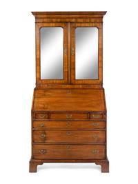 A George II Burl Walnut Secretary Bookcase
