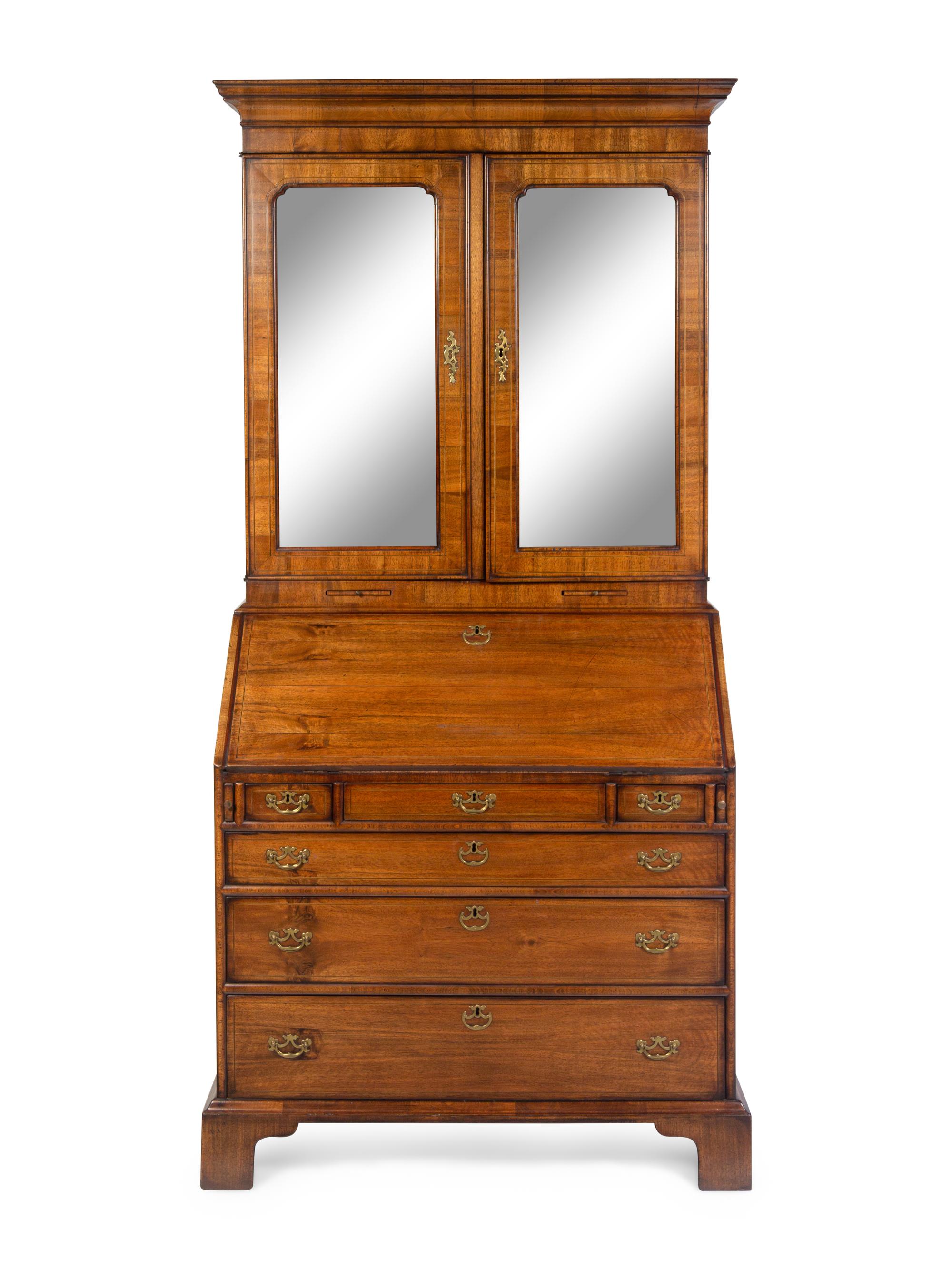A George II Burl Walnut Secretary Bookcase