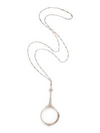 EDWARDIAN, PLATINUM AND DIAMOND LORGNETTE WITH LONGCHAIN
