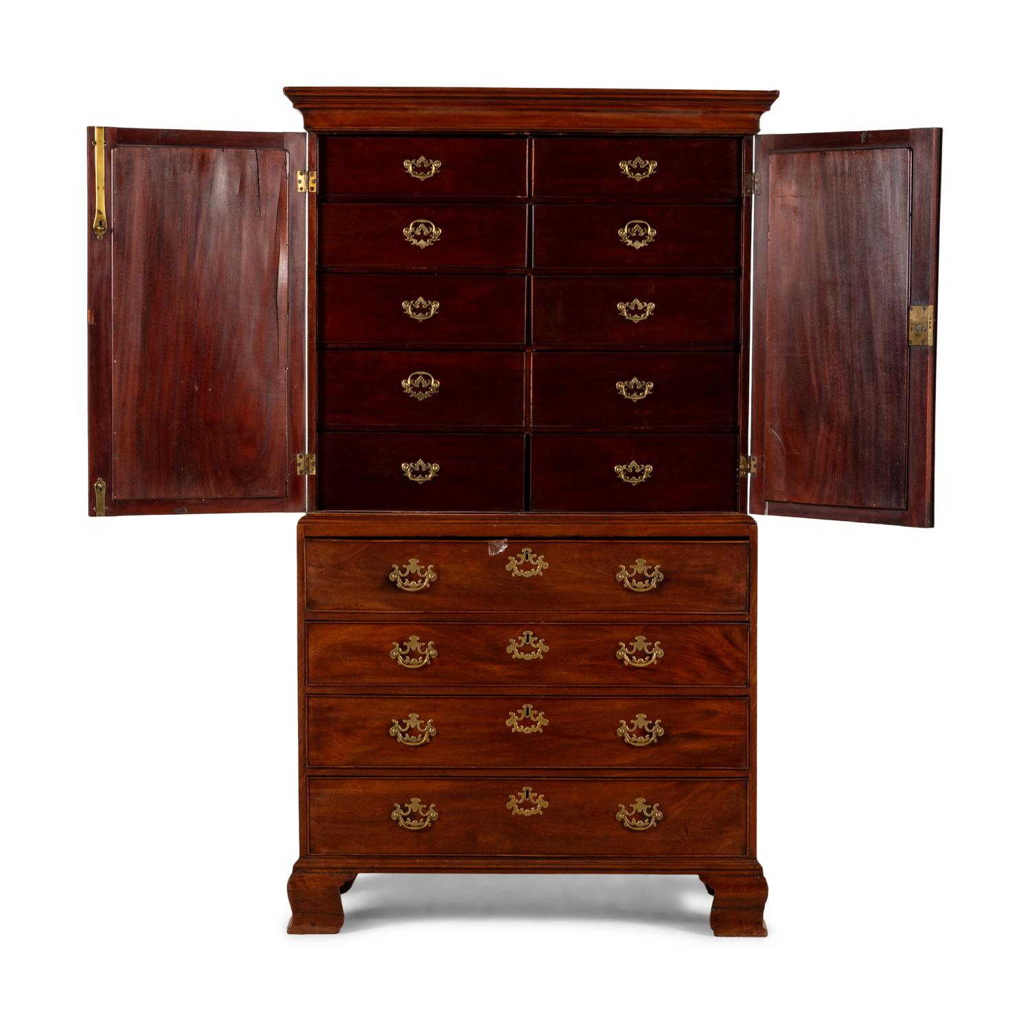 A George III Mahogany Bureau Cabinet
