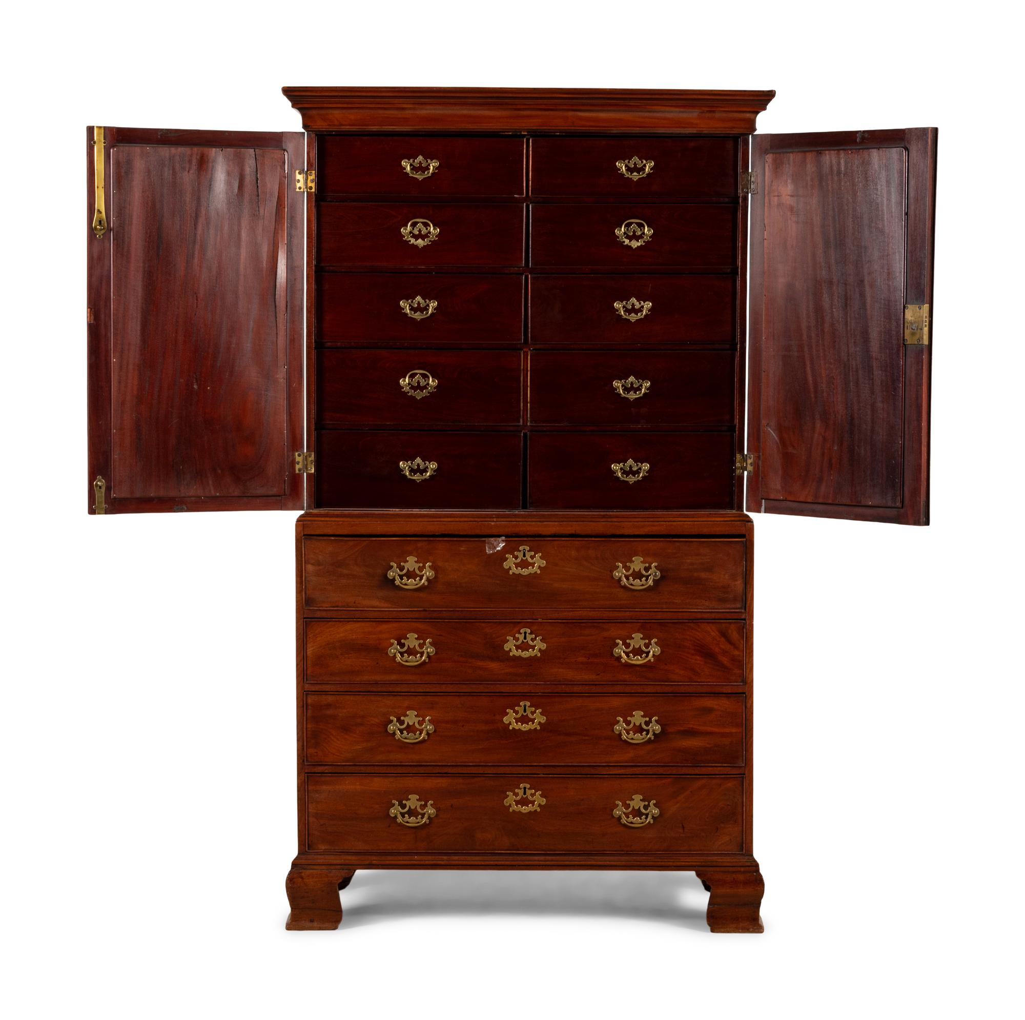 A George III Mahogany Bureau Cabinet