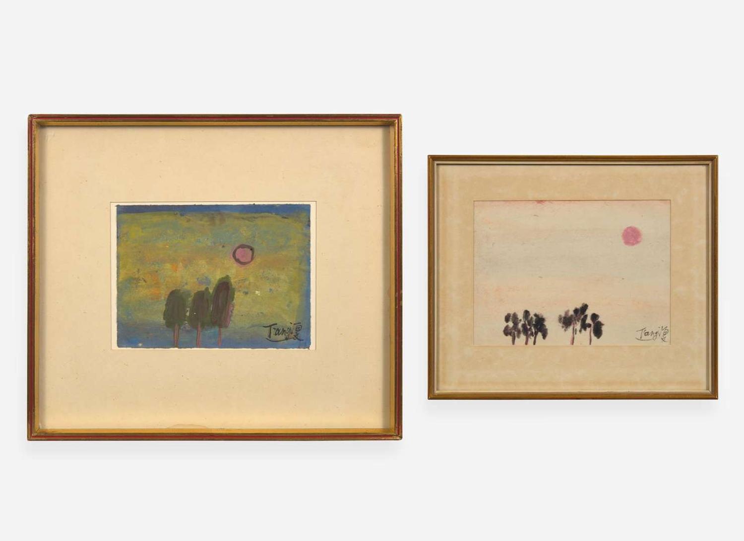 T'ang Haywen (Chinese/French 1927-1991), Sun and Trees, two works 曾海文（旅法華裔1927-1991）陽光下的樹 兩幅