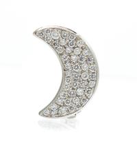 A White Gold and Diamond Moon Motif Pearl Shortener, 4.30 dwts.
