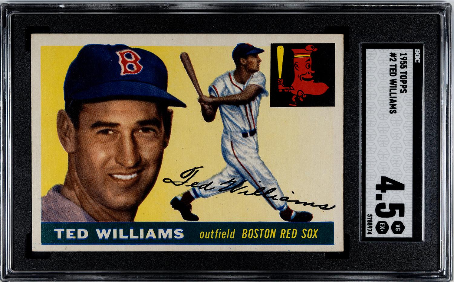 A 1955 Topps Ted Williams Baseball Card No. 2 (SGC 4.5 VG/EX+)