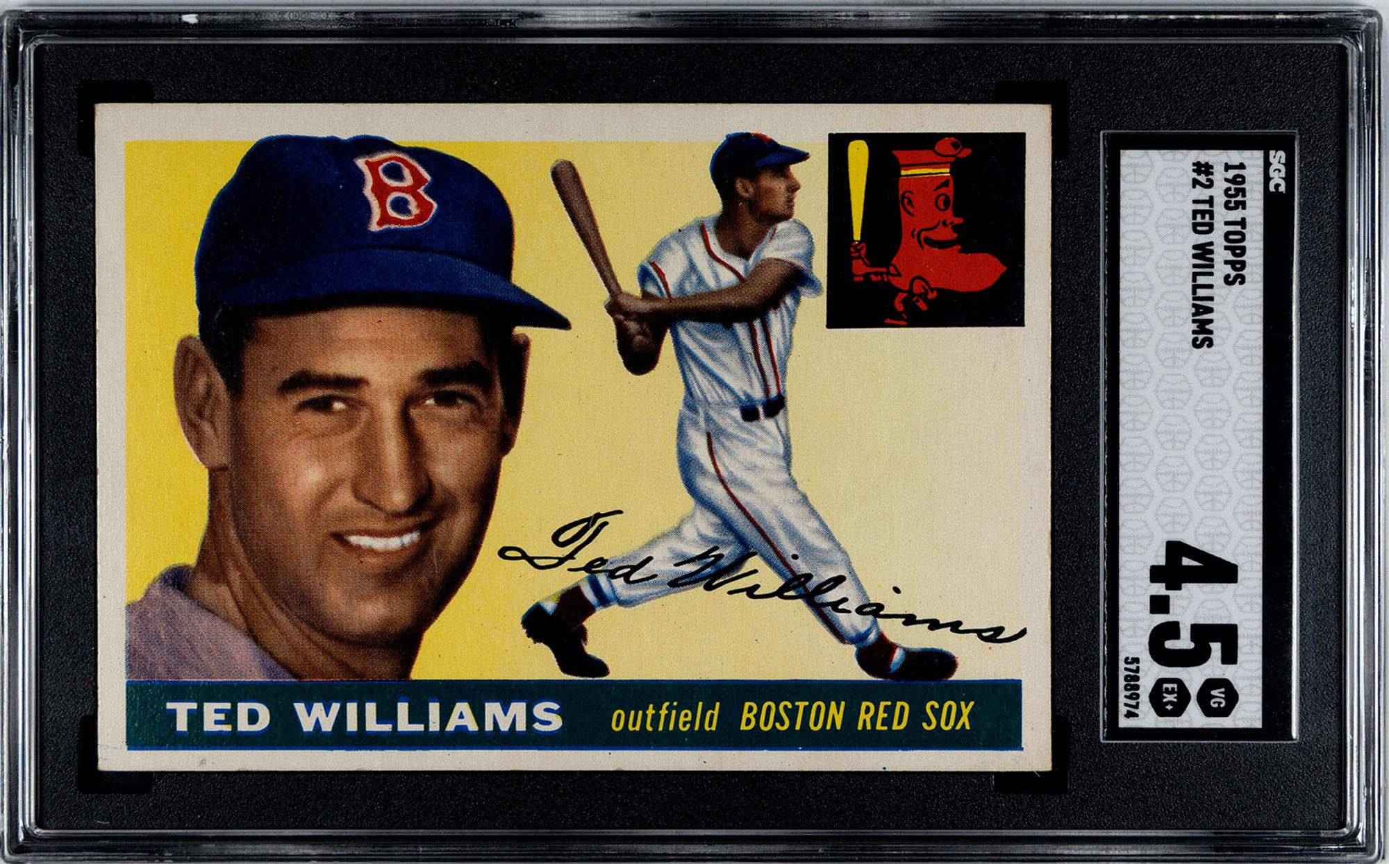 A 1955 Topps Ted Williams Baseball Card No. 2 (SGC 4.5 VG/EX+)