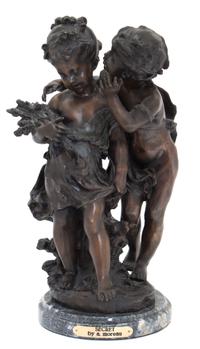 A Bronze Figural Group Height overall 18 1/4 inches. — AUGUSTE MOREAU (FRENCH, 1834-1917)