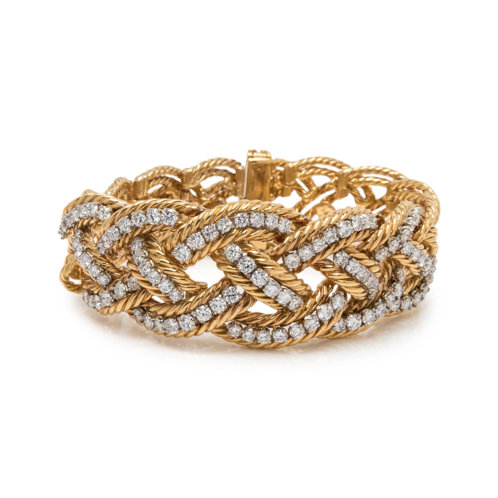 BOUCHERON, VINTAGE, YELLOW GOLD, PLATINUM AND DIAMOND BRACELET