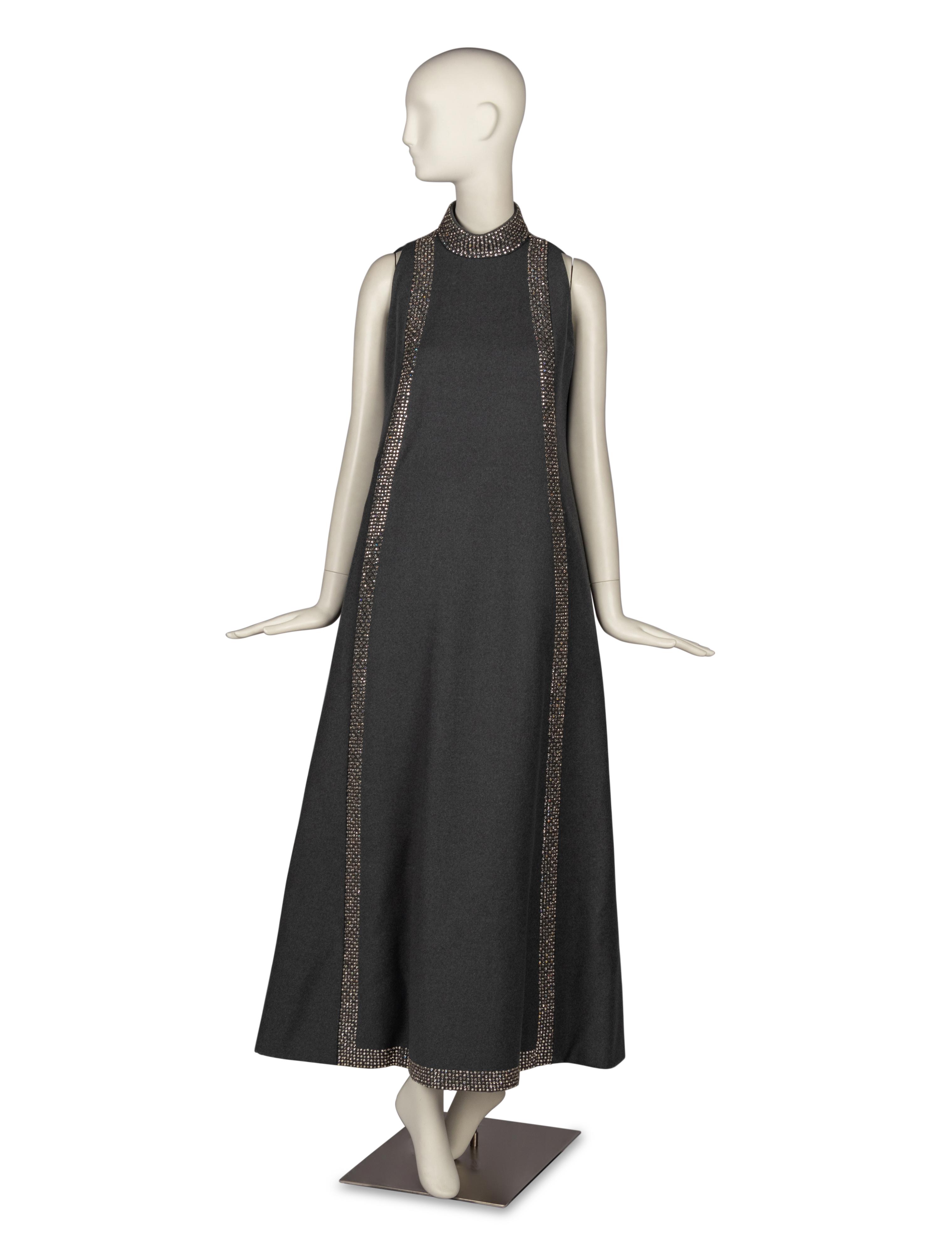 Geoffrey Beene Sleeveless Wool Dress with Crystal Embellishments, 1960s