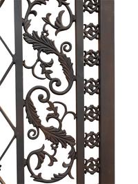 A Pair of Gates with Gilt Rampant Lion Ornaments