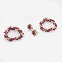 A Matching Set of Garnet and 14K Yellow Gold Bracelets and Earrings