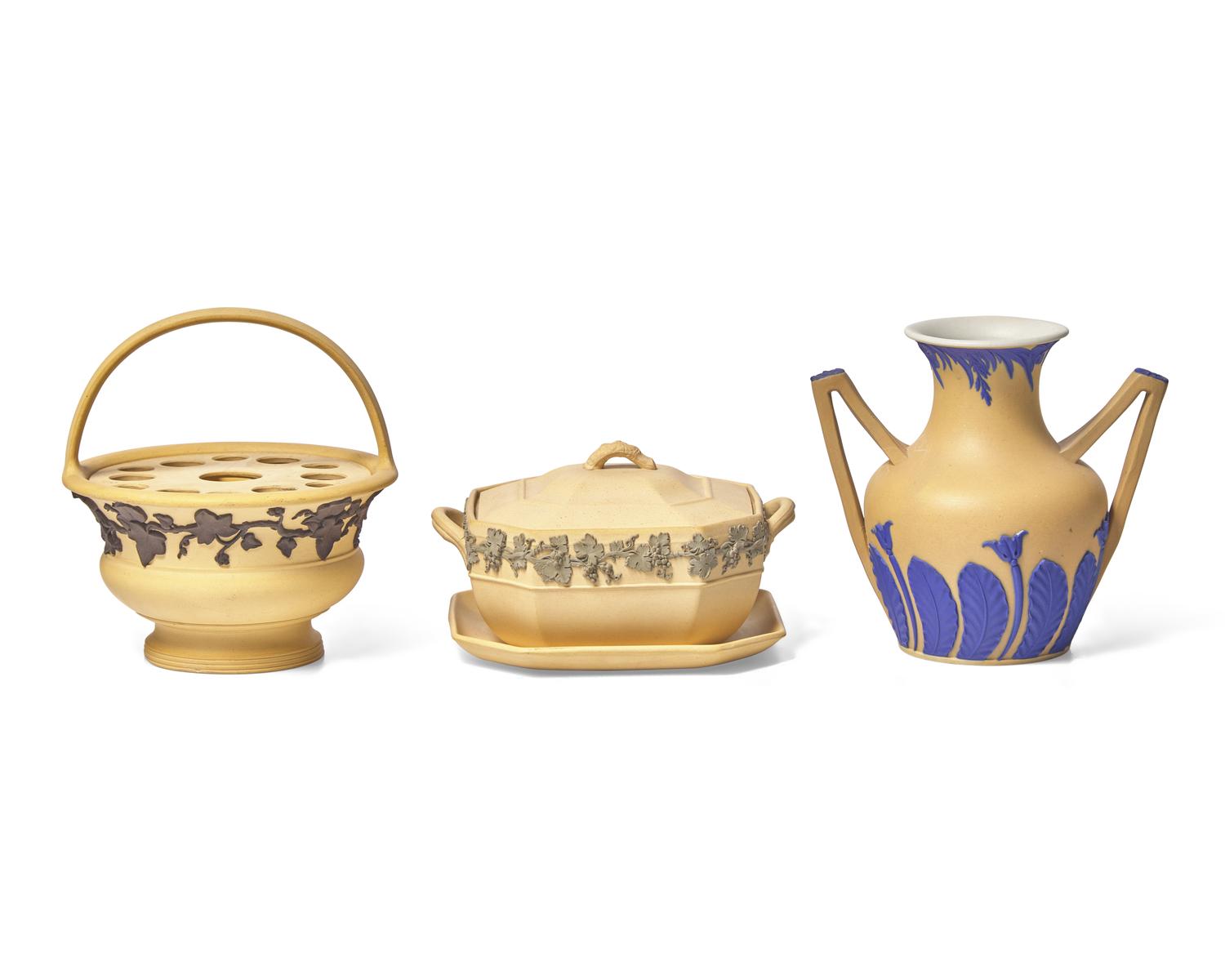 A Group of Four Wedgwood Caneware Table Articles