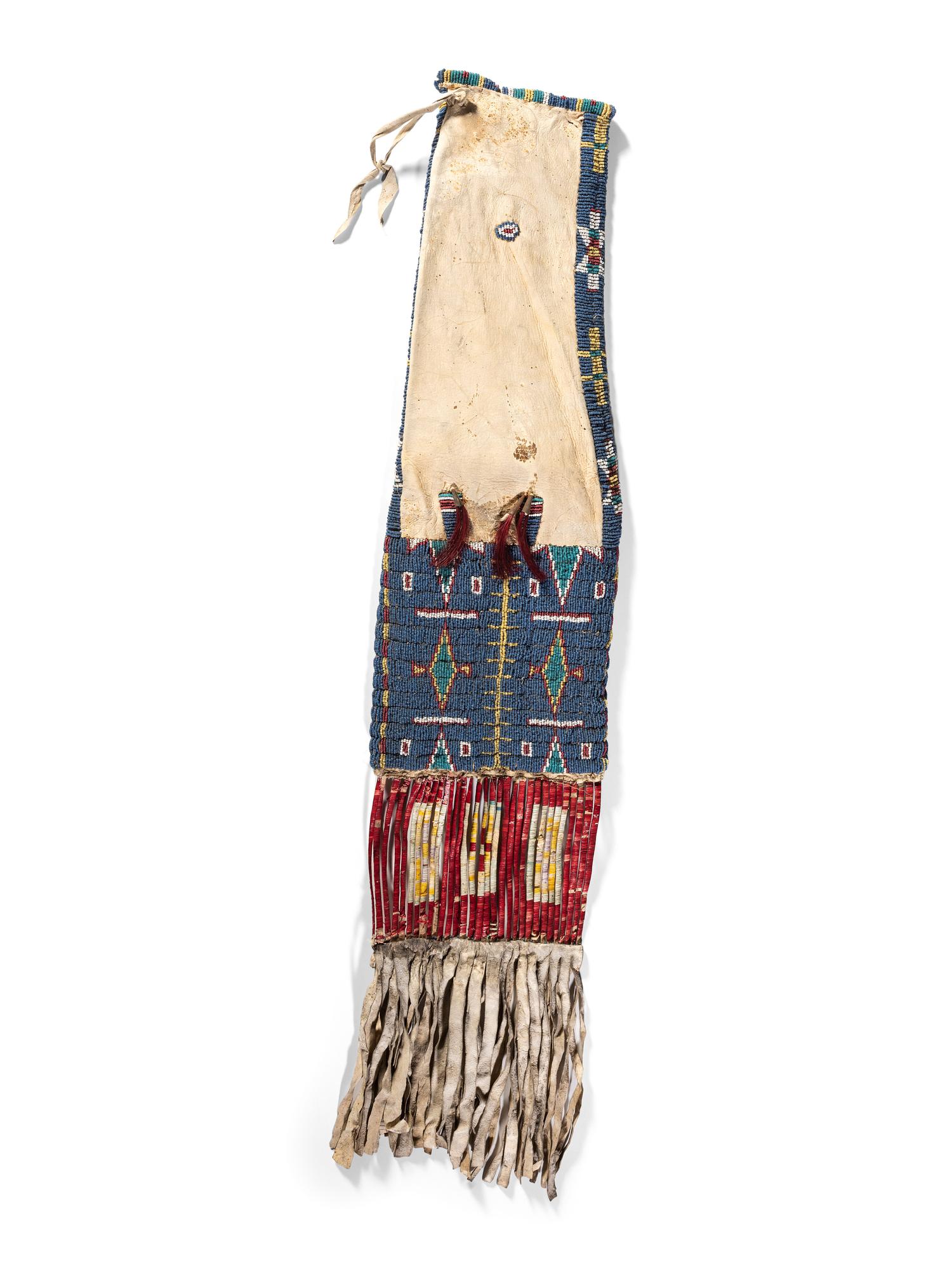 Sioux Beaded Hide Tobacco Bag, with American Flags