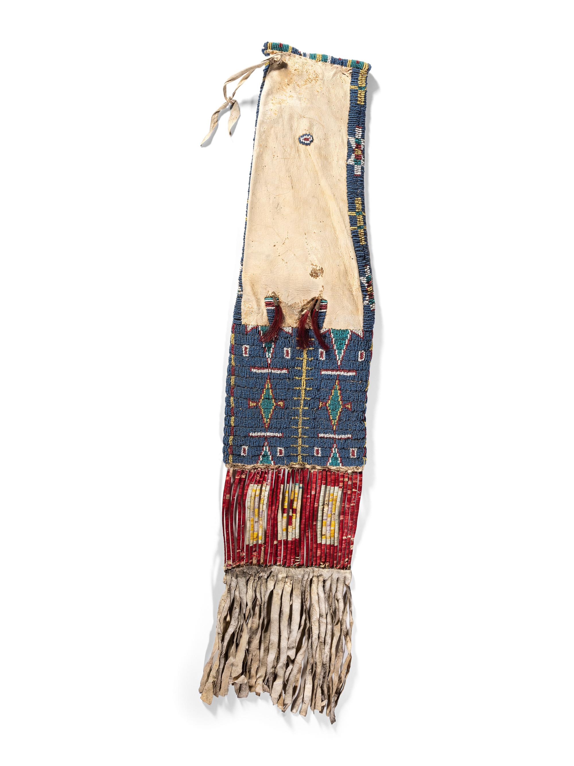 Sioux Beaded Hide Tobacco Bag, with American Flags