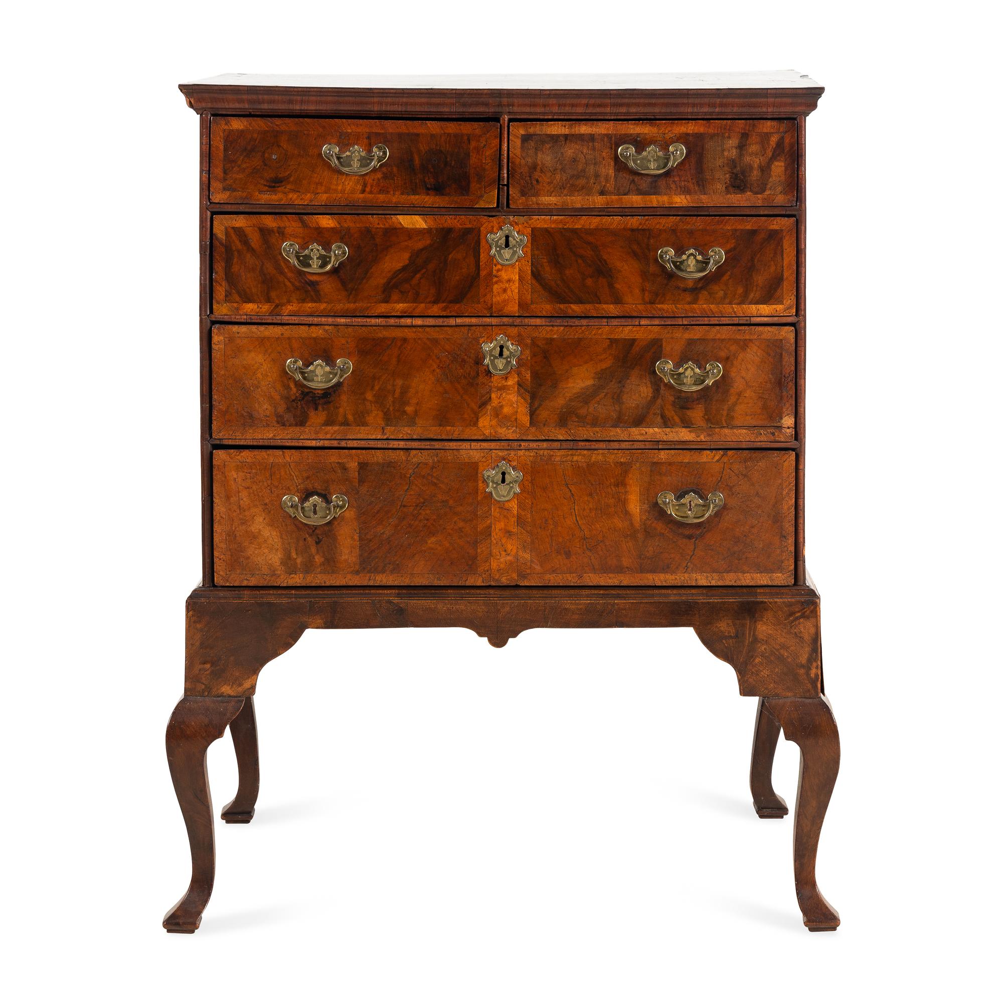 A George I Walnut Chest on Stand