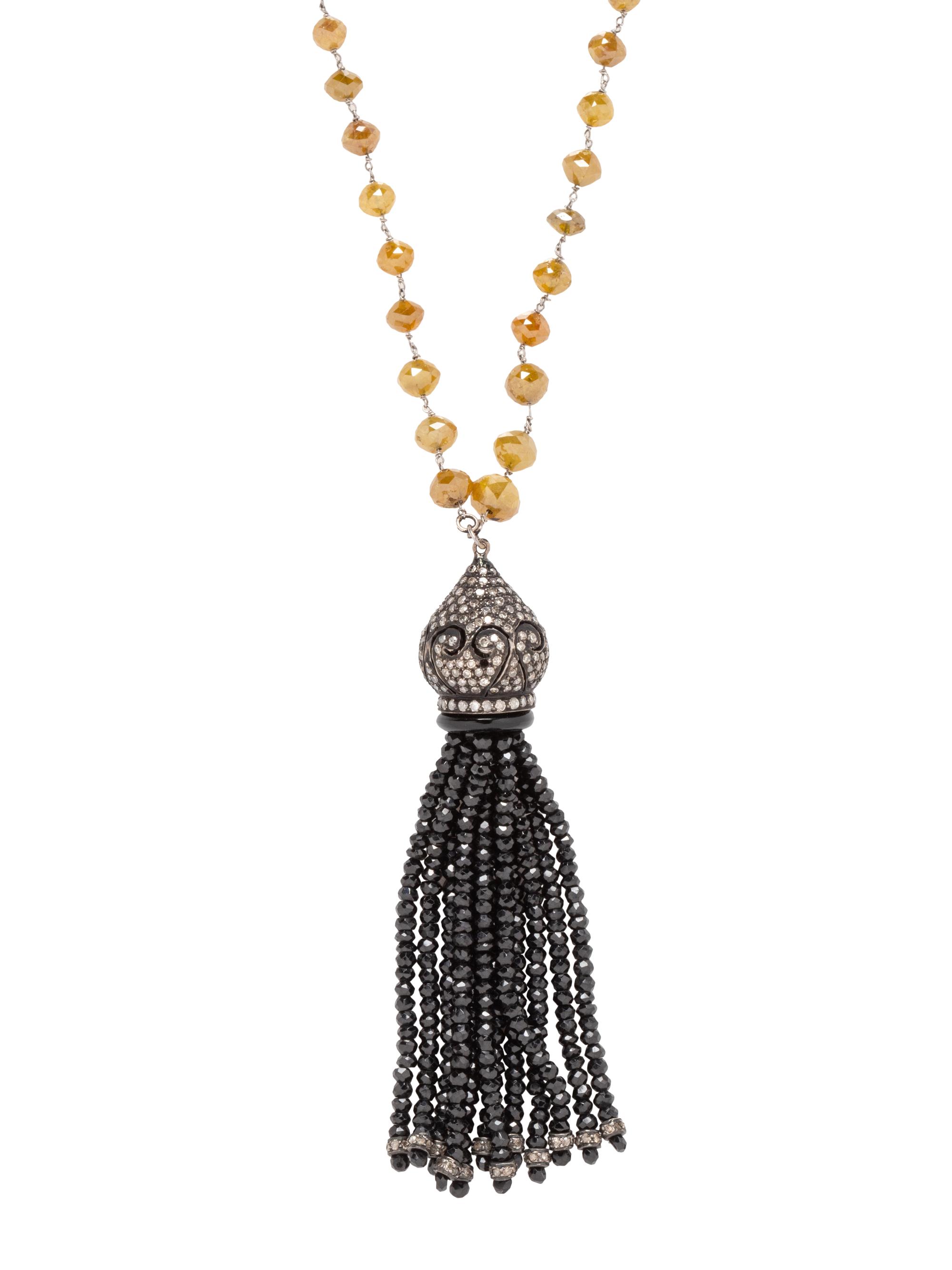 COLORED DIAMOND AND DIAMOND TASSEL NECKLACE