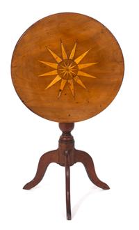An American Inlaid Tilt-Top Tea Table Height 27 x diameter 21 inches. — 18TH/19TH CENTURY