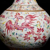A Chinese Famille Rose 'Phoenix' Porcelain Vase, Xuantong Mark and of the Period — 清宣統 粉彩鳳穿牡丹賞瓶