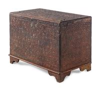 An Anglo-Indian Style Carved Teakwood Trunk