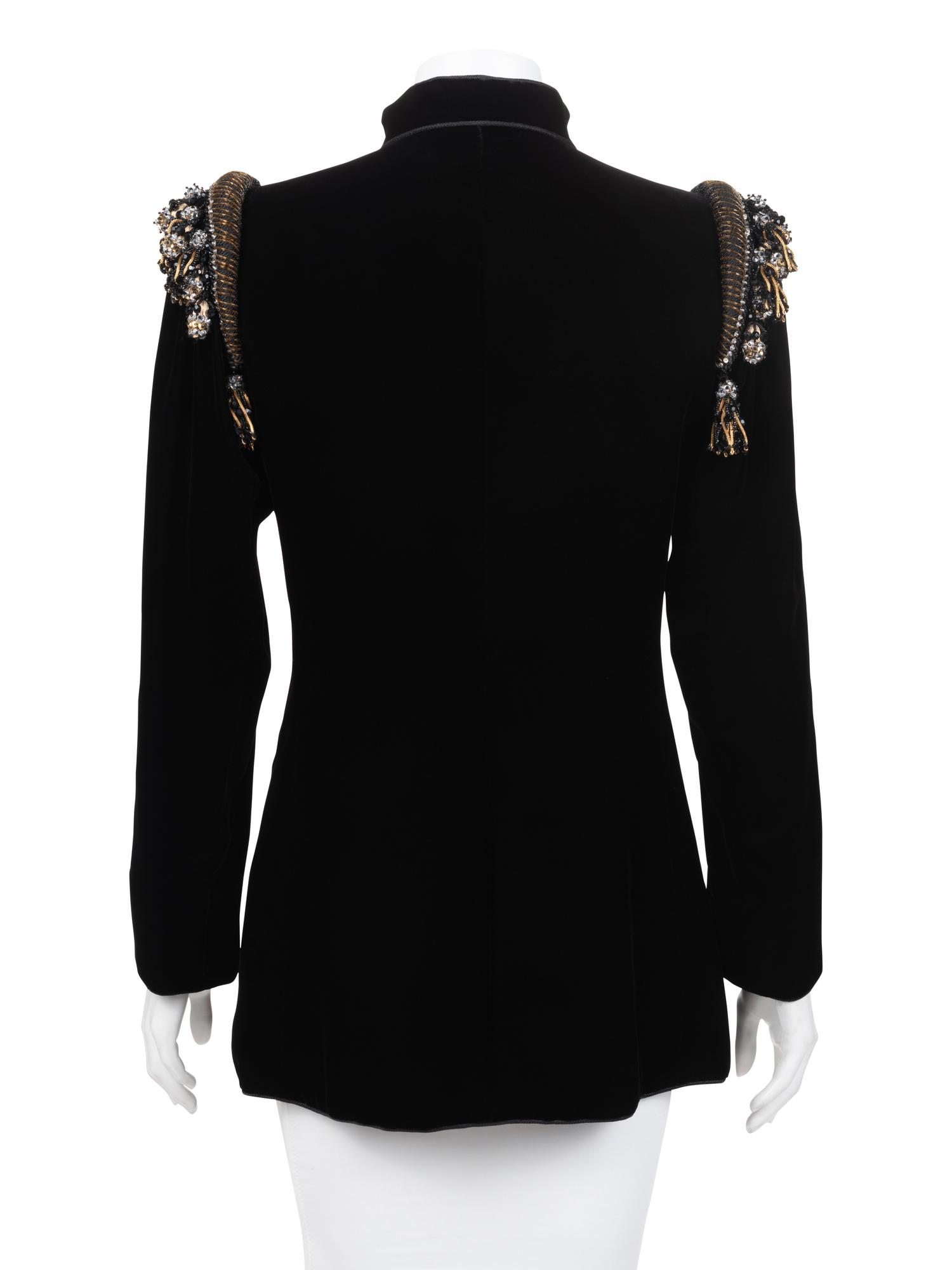 Yves Saint Laurent Haute Couture Velvet Jacket with Epaulettes, 1980-90s