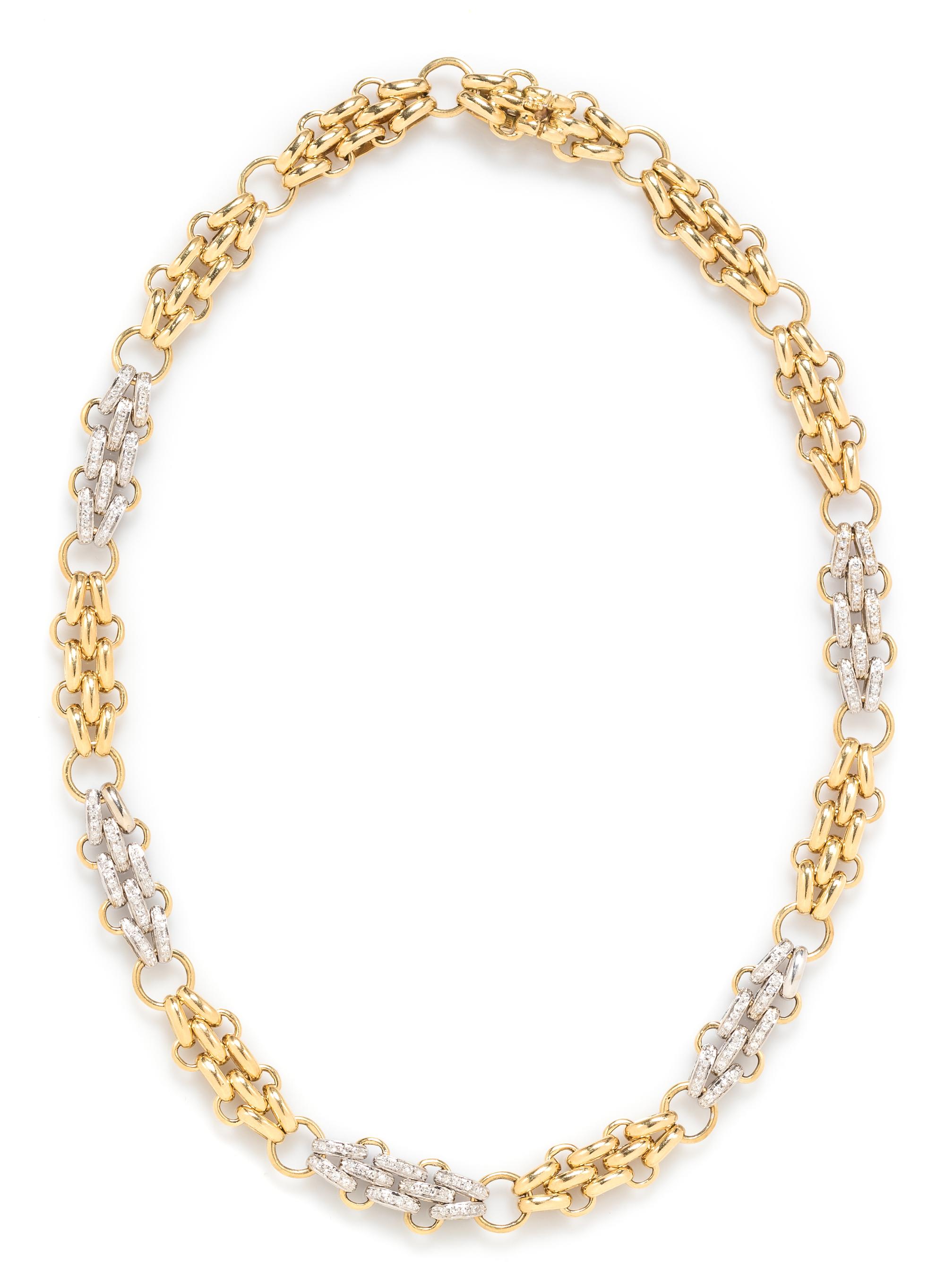 An 18 Karat Bicolor Gold and Diamond Necklace, Tiffany & Co., Italy, 45.85 dwts.