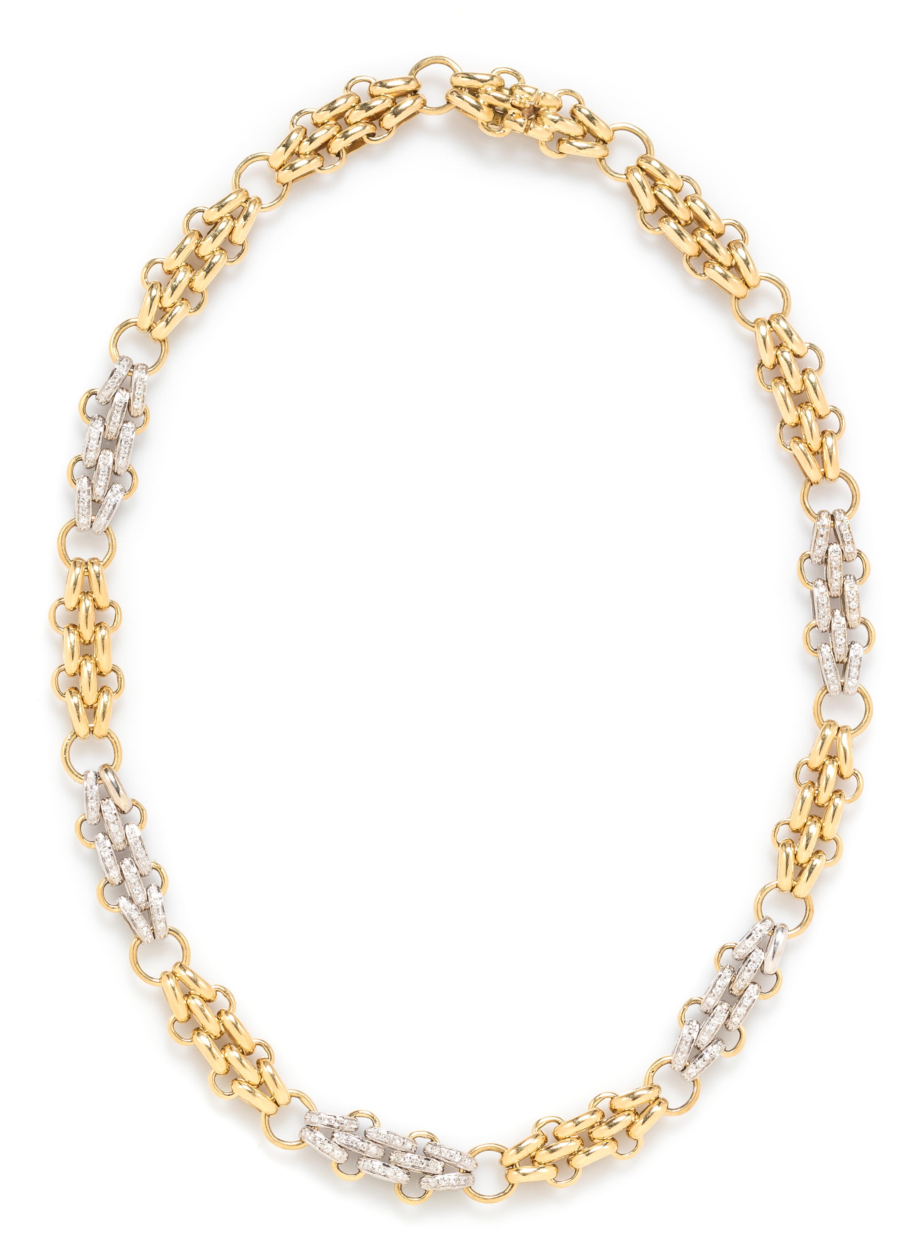 An 18 Karat Bicolor Gold and Diamond Necklace, Tiffany & Co., Italy, 45.85 dwts.
