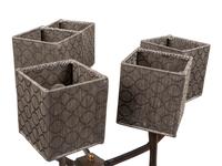 A Brutalist Style Bronze Floor Lamp with Custom Silk Shades