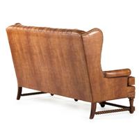 A Set of Leather Upholstered Button Tufted Wingback Sofas and Armchair