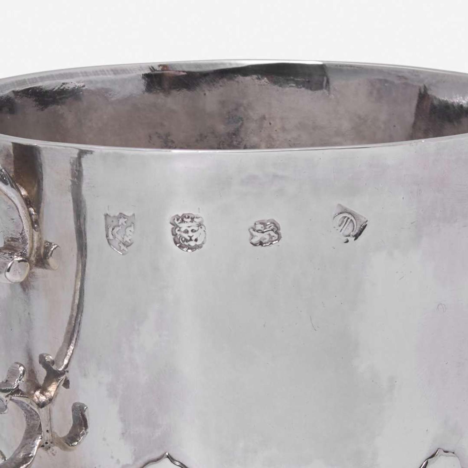 A silver two-handled porringer Katherine Stevens, London, 1673