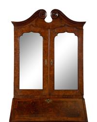 A George I Burr Yew Wood Secretary Bookcase