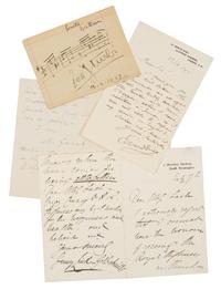 [MUSICIANS AND COMPOSERS]. A group of 4 manuscripts by muscians and composers.
