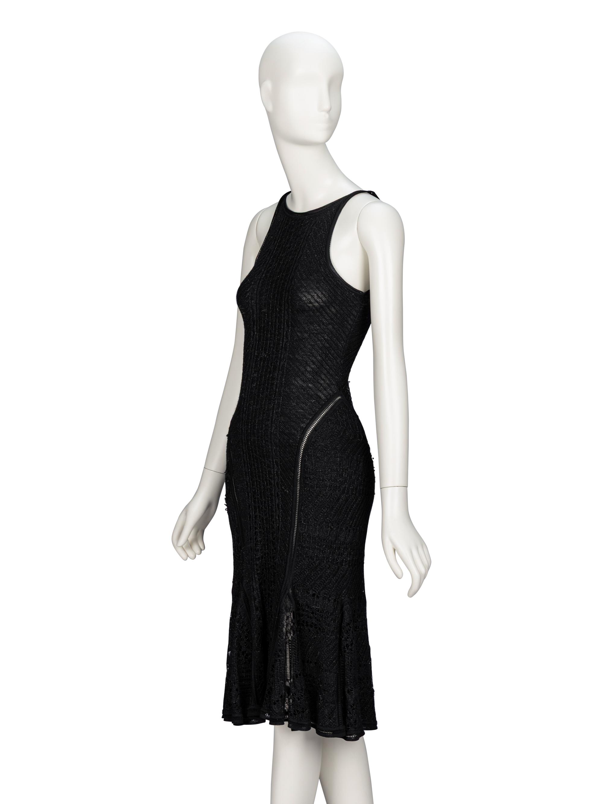 John Galliano, Lace Knit Black Bodycon Dress