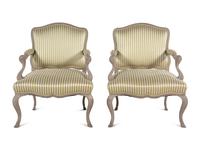 A Pair of Louis XV Style Painted Fauteuils