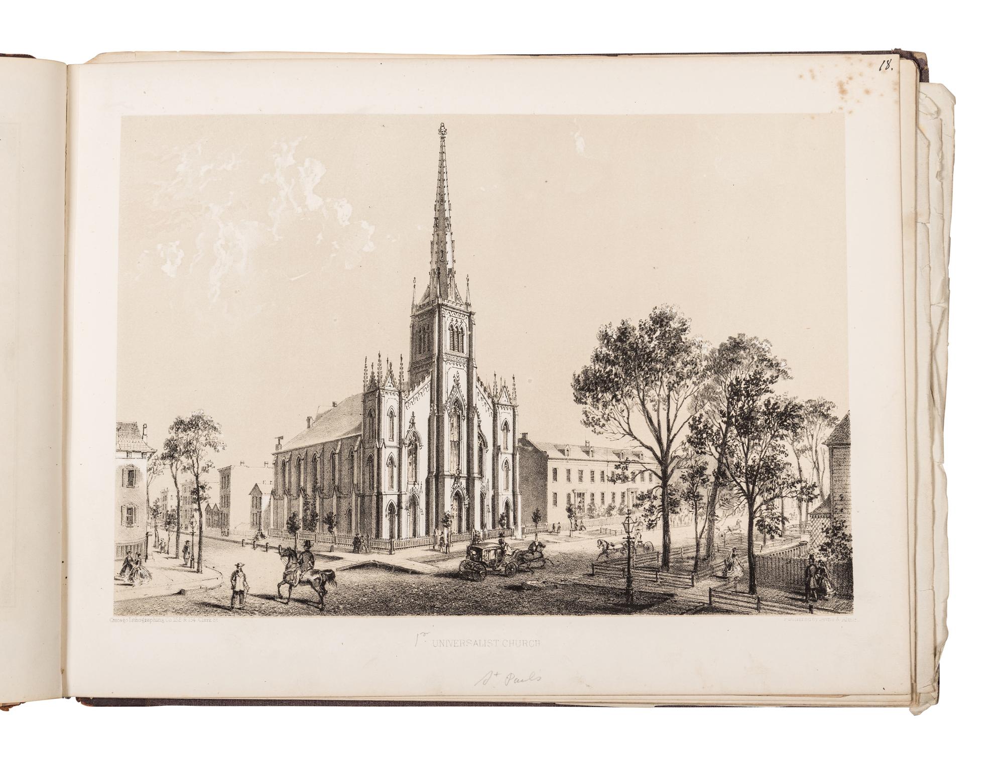[CHICAGO]. KURZ, Louis (1834-1921). A group of 8 prints from Chicago Illustrated depicting pre-fire Chicago. Chicago: Jevne & Almini, 1866