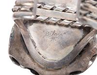 Large Navajo Silver and Turquoise Nugget Cuff Bracelet, with Snake Bezel