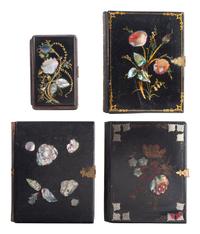 [EARLY PHOTOGRAPHY]. A group of 13 cases or accesories with mother-of-pearl inlay, including: