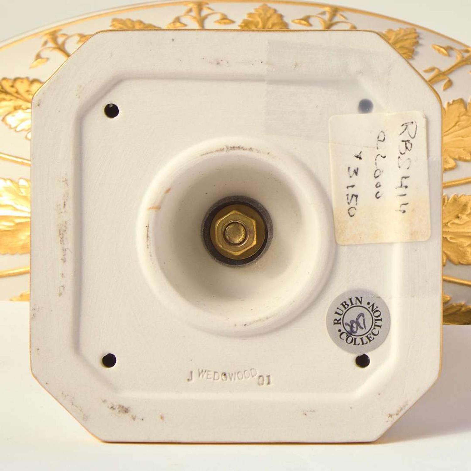 A Pair of Wedgwood White Jasperware Vestal Lamps UK, circa 2000