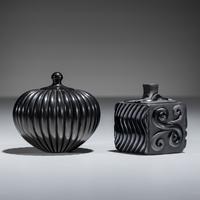 Carved Blackware Pottery Jars
