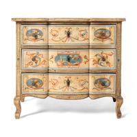 A Pair of Italian Neoclassical Painted Serpentine Chests of Drawers