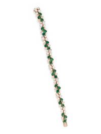 FRENCH, EMERALD AND DIAMOND BRACELET