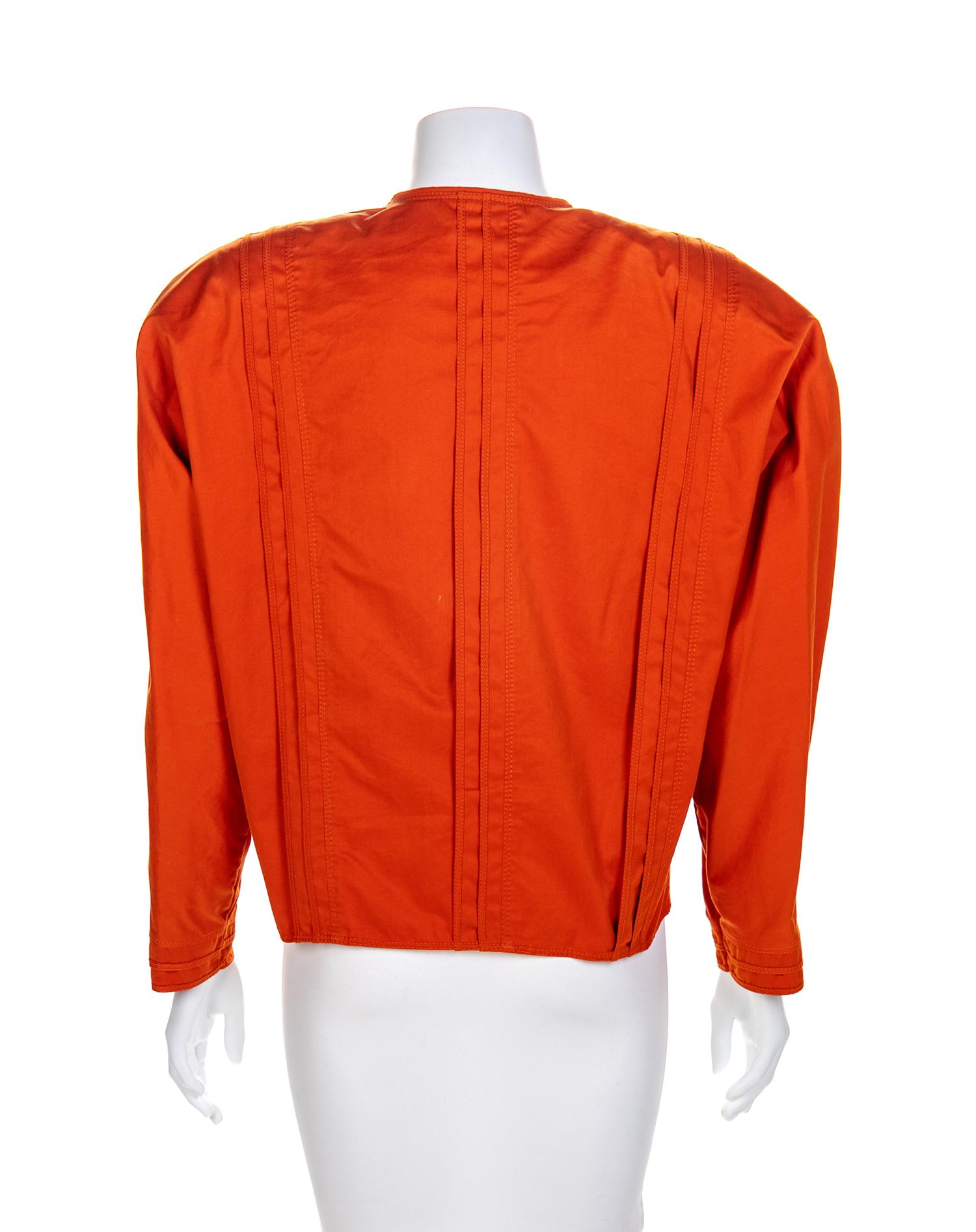 Gianni Versace Orange Cotton Coat, 1980s Size label: 12